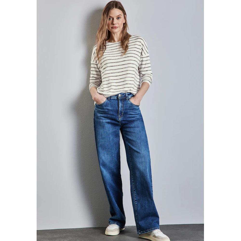 STREET ONE Langarmshirt Aus Softem Materialmix