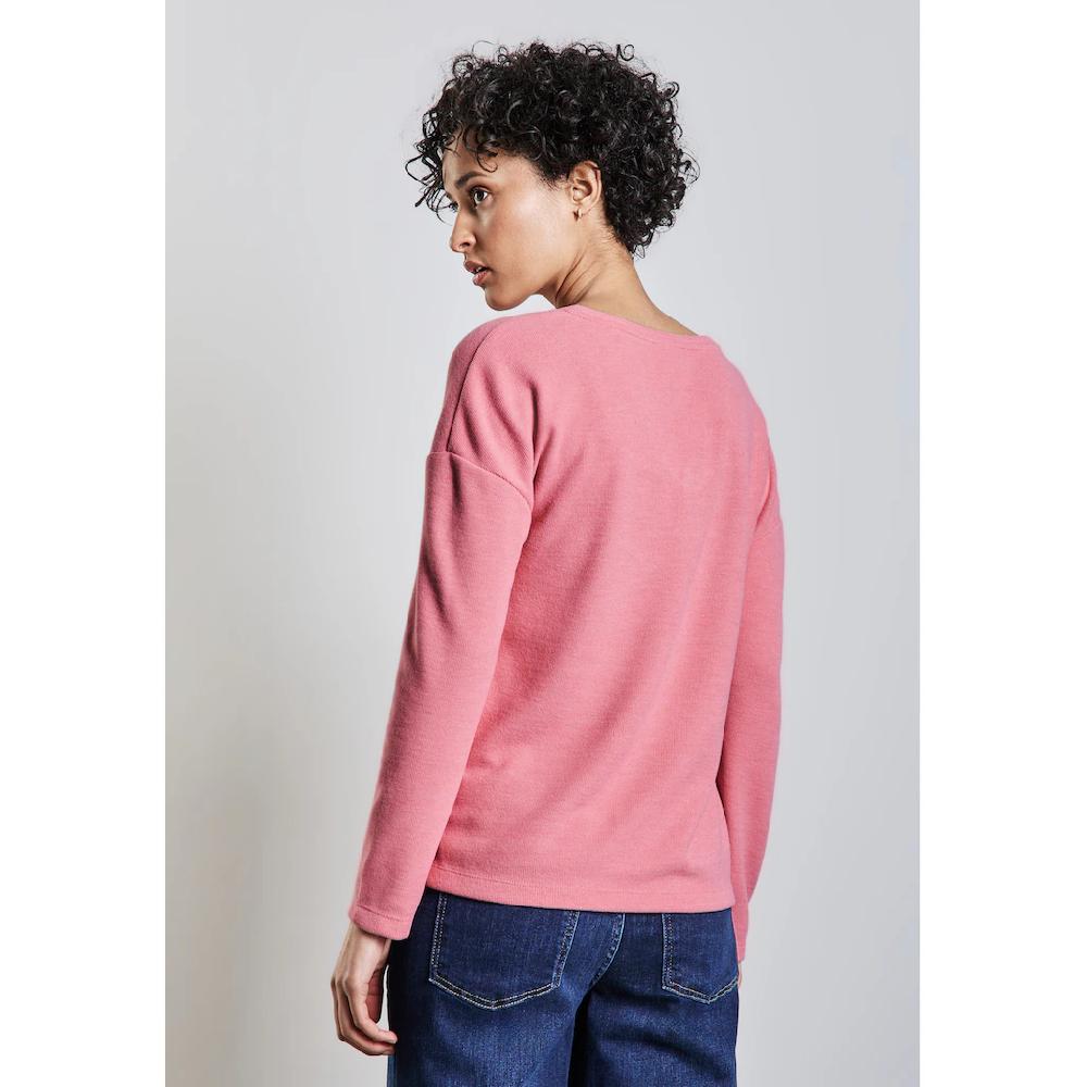 STREET ONE Langarmshirt Aus Softem Materialmix
