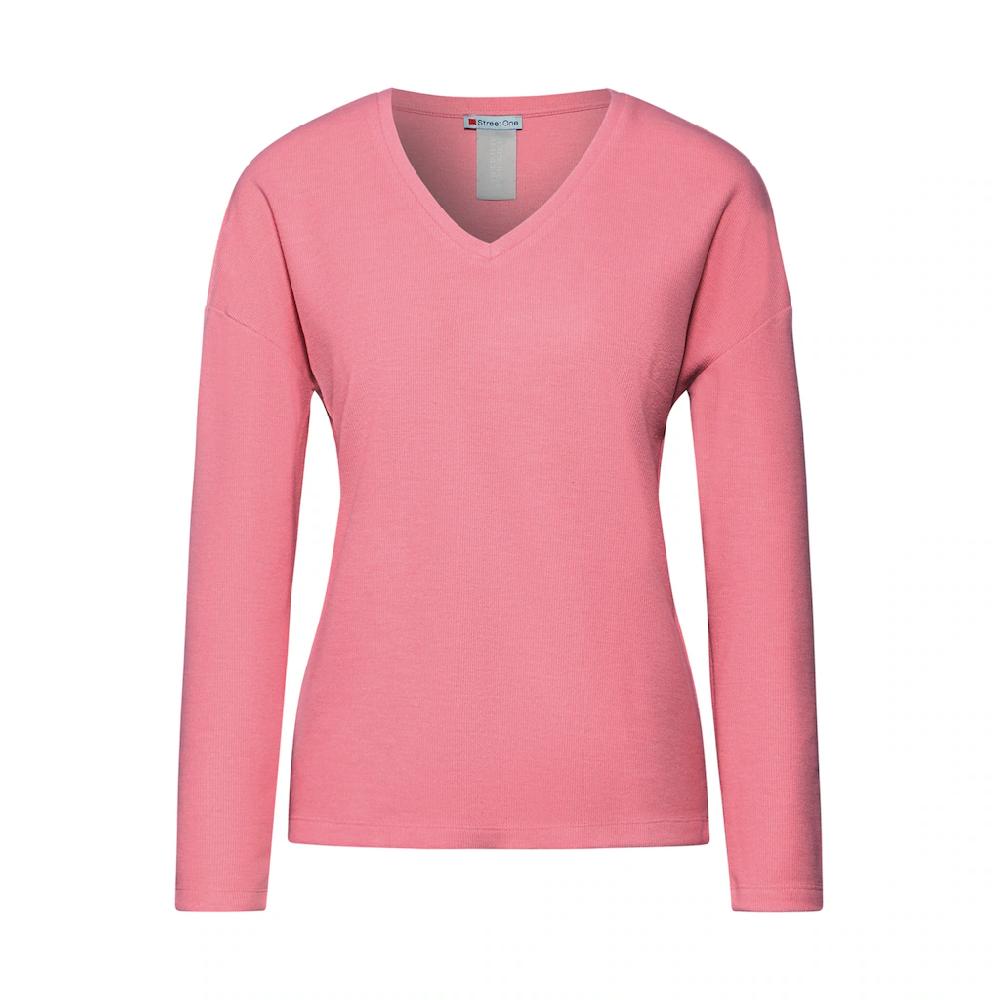 STREET ONE Langarmshirt Aus Softem Materialmix
