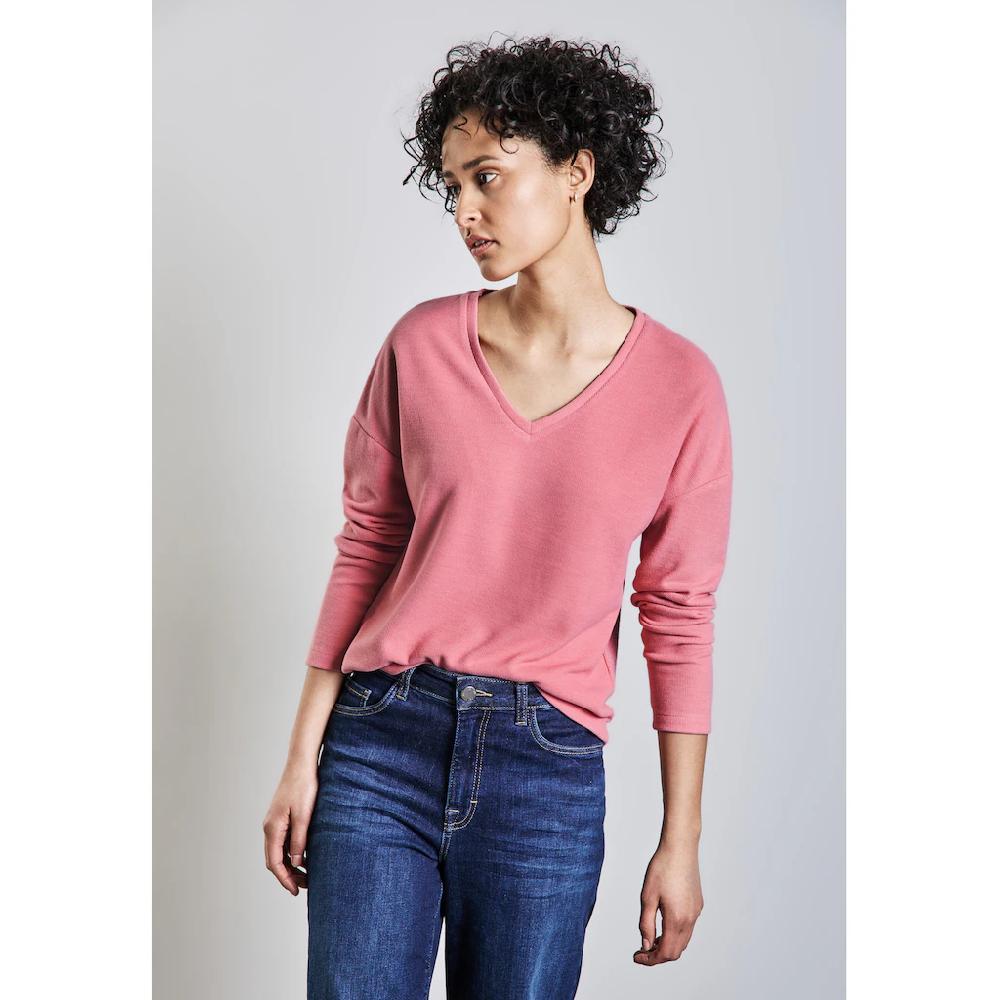 STREET ONE Langarmshirt aus softem Materialmix