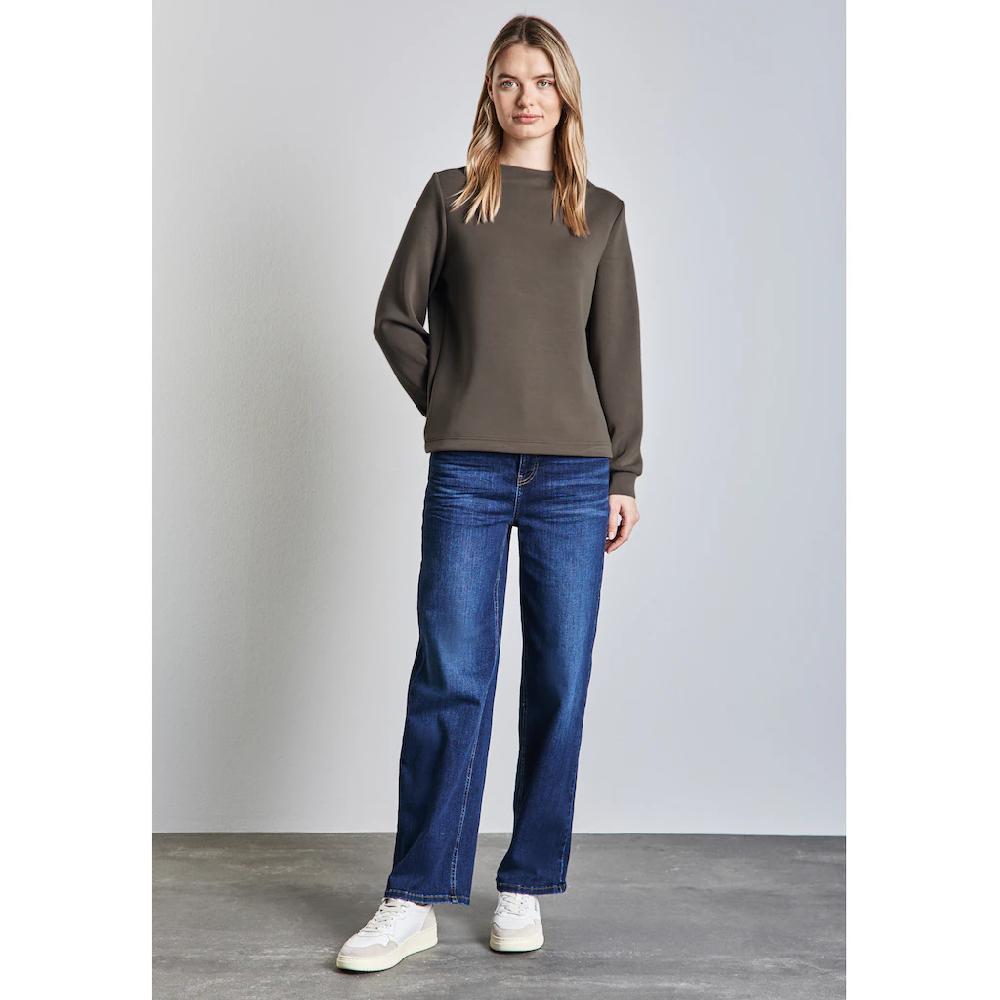 STREET ONE Langarmshirt Aus Softem Materialmix