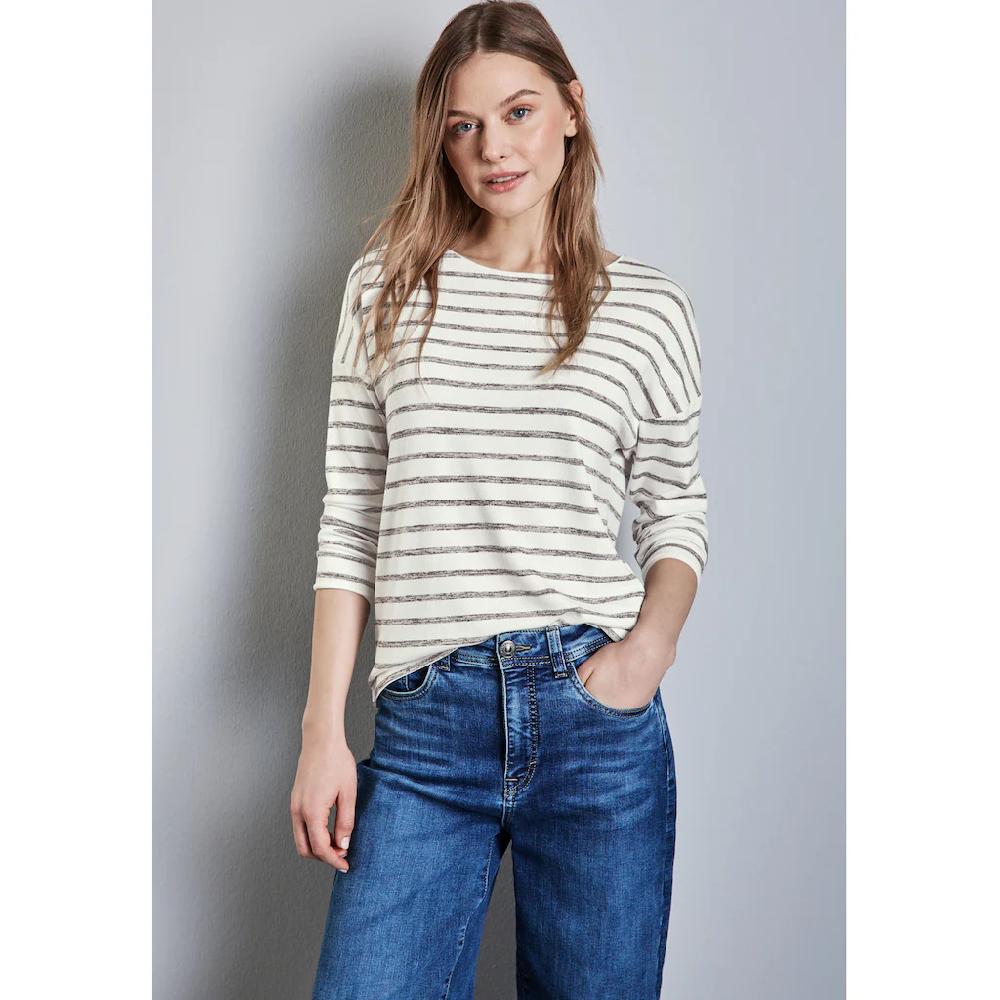 STREET ONE Langarmshirt aus softem Materialmix