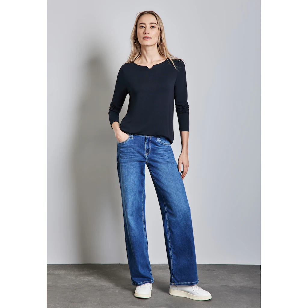 STREET ONE Langarmshirt Mit Elastiksaum