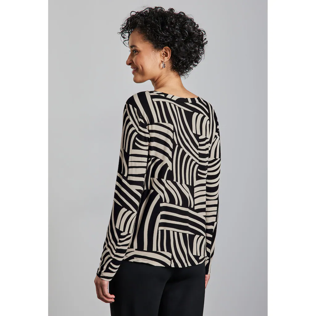 STREET ONE Langarmshirt Mit Geschlitztem Rundhalsausschnitt