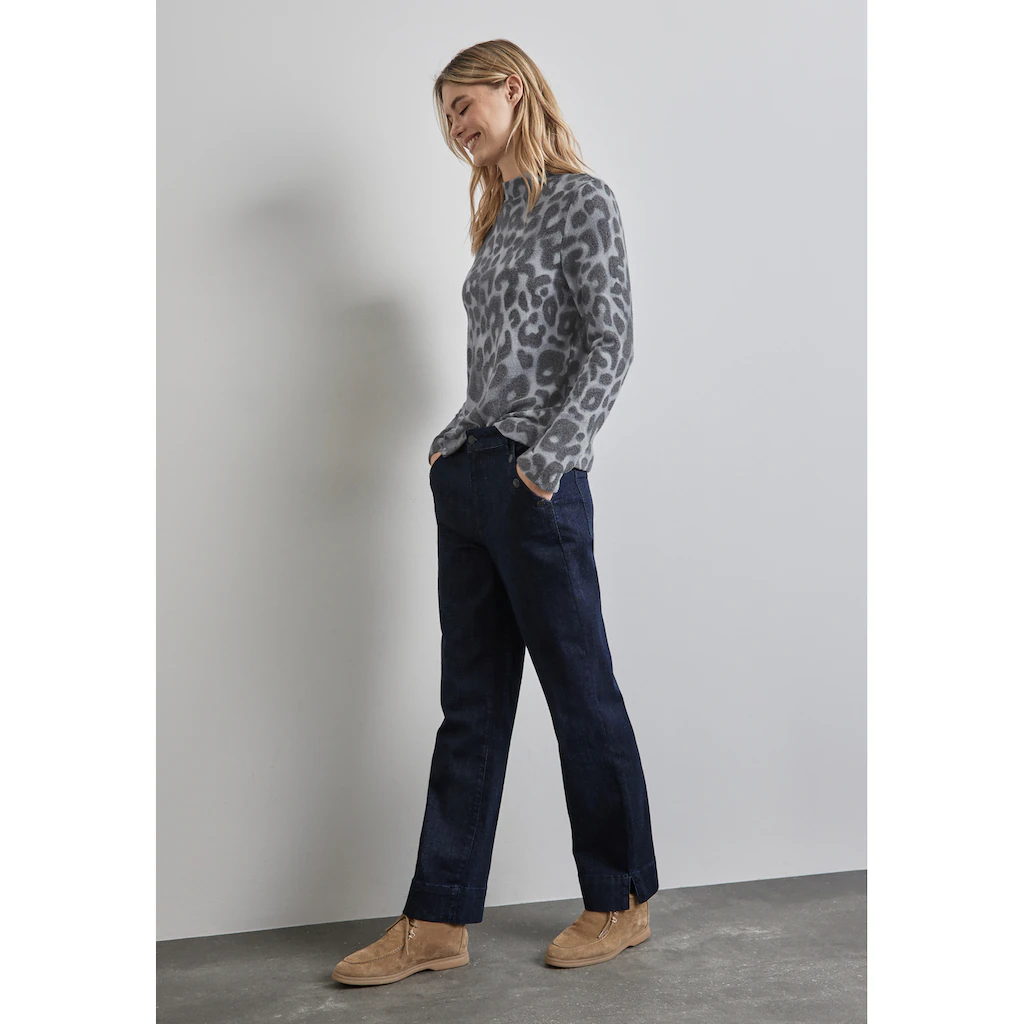 STREET ONE Langarmshirt Mit Leo-Muster