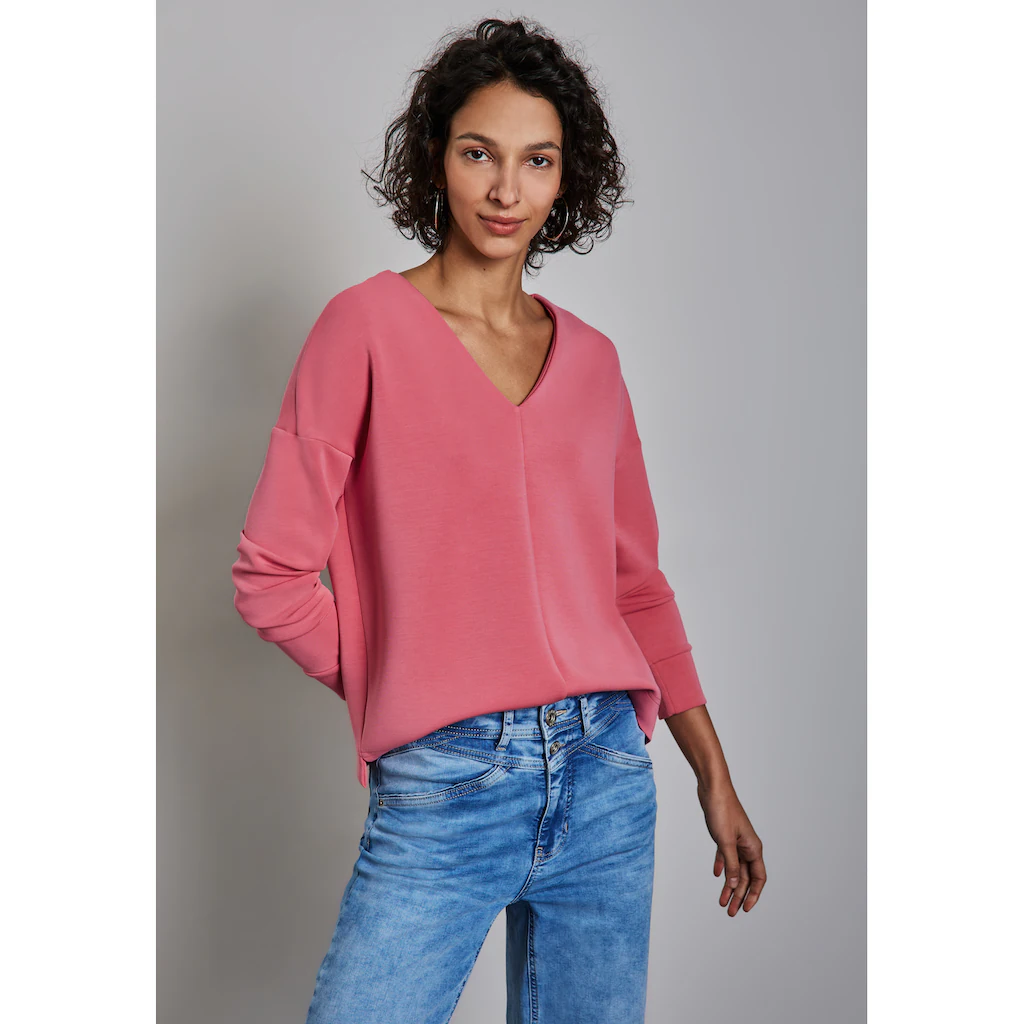STREET ONE Langarmshirt mit V-Ausschnitt