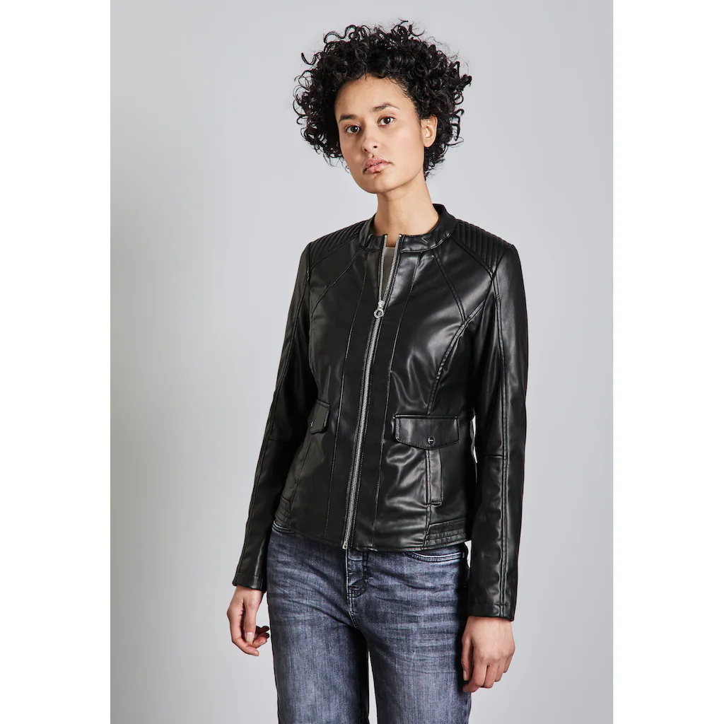 STREET ONE Lederimitatjacke ohne Kapuze mit Stehkragen