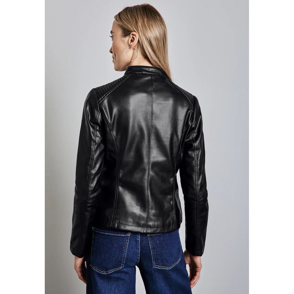 STREET ONE Lederjacke Ohne Kapuze Mit Stehkragen