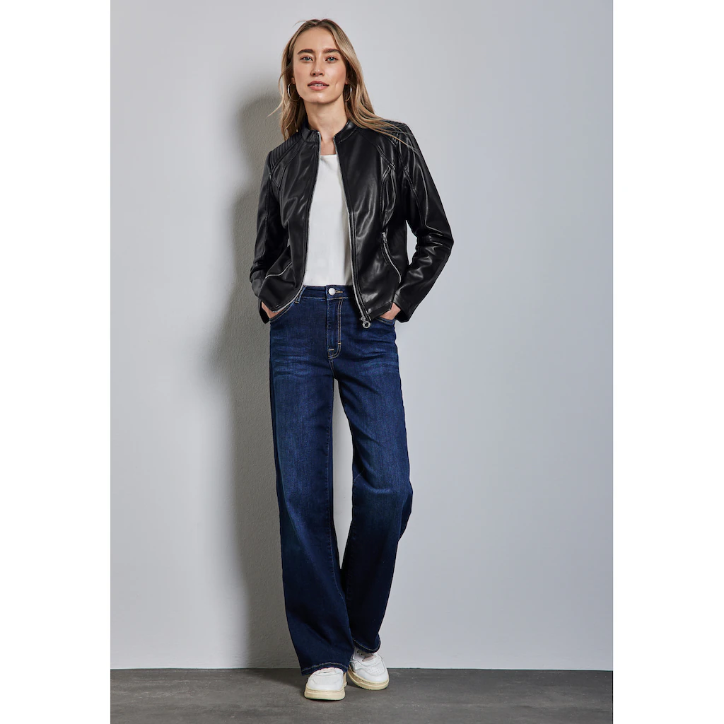 STREET ONE Lederjacke Ohne Kapuze Mit Stehkragen