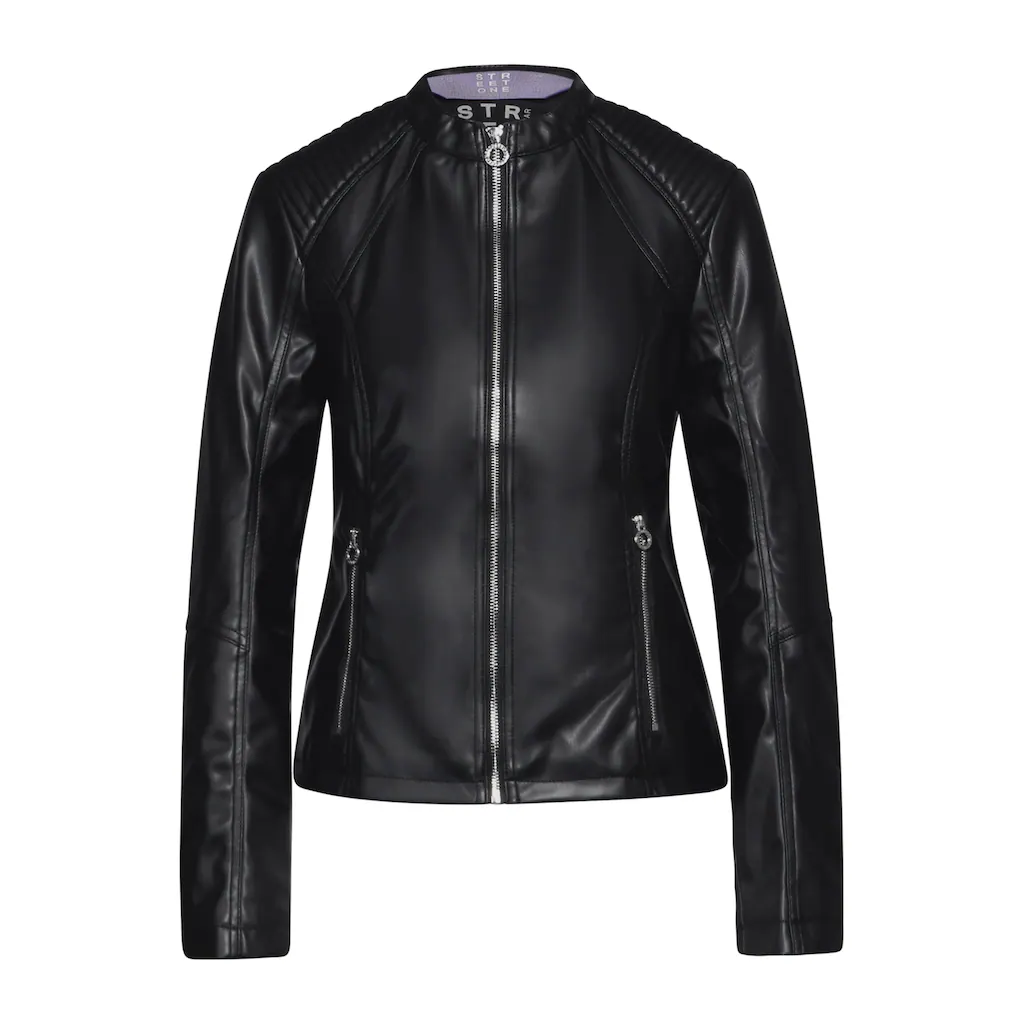 STREET ONE Lederjacke Ohne Kapuze Mit Stehkragen