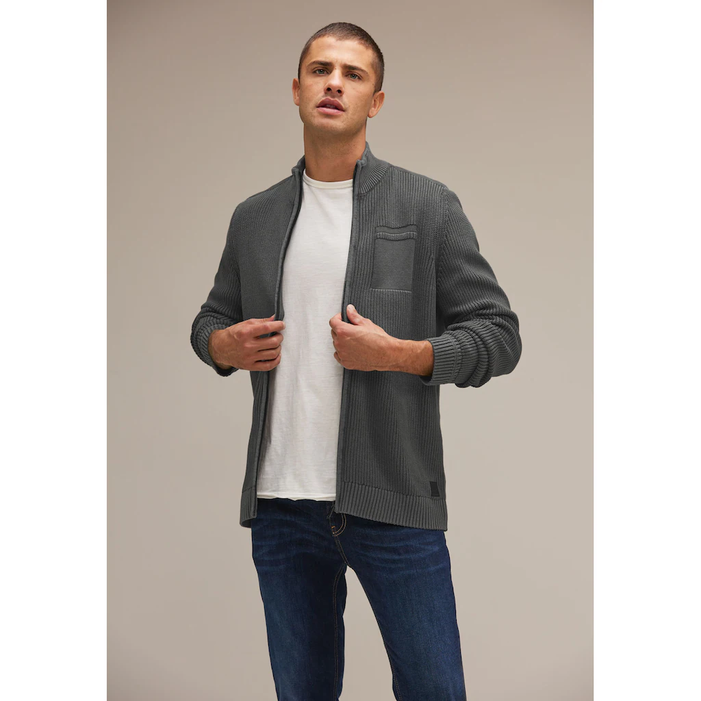 STREET ONE MEN Cardigan Mit Stehkragen ▷ Kaufen