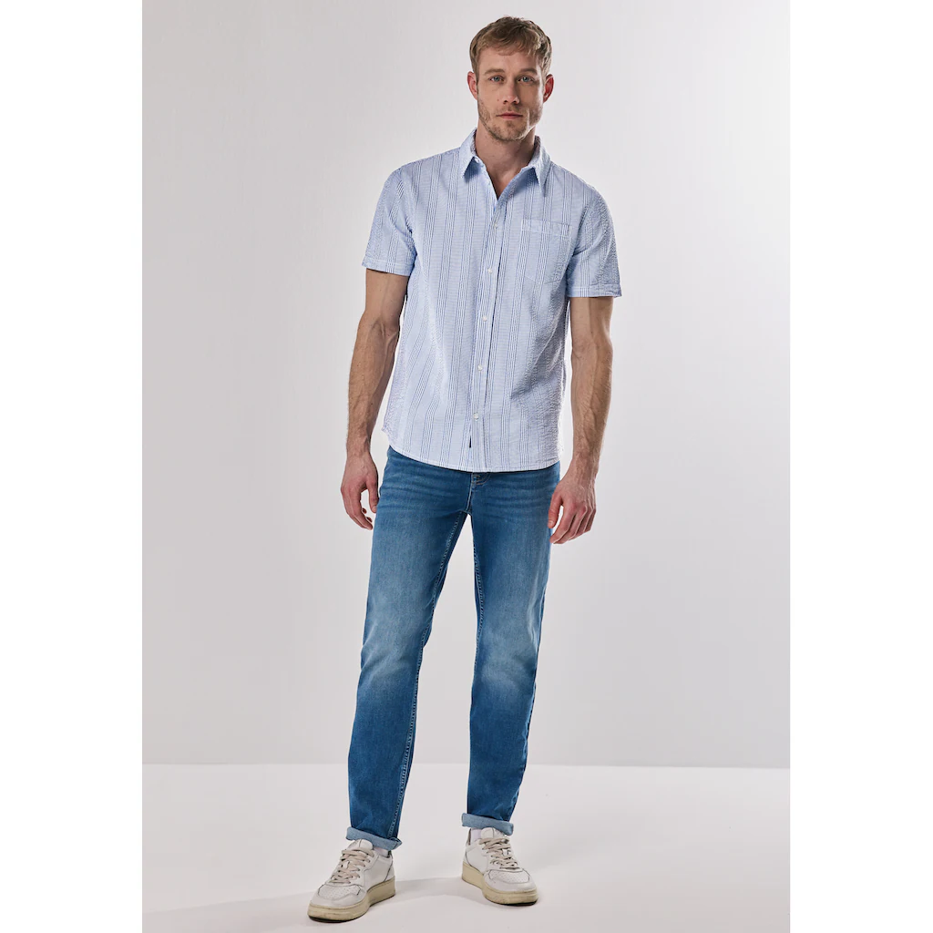 STREET ONE MEN Kurzarmhemd Aus Reiner Baumwolle
