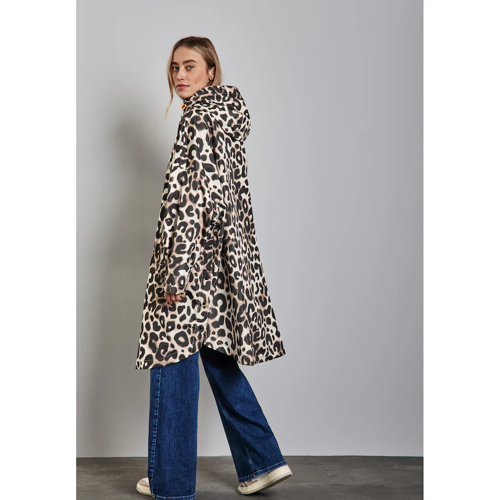 STREET ONE Regenponcho Mit Kapuze Mit Animal-Print Und Pauze