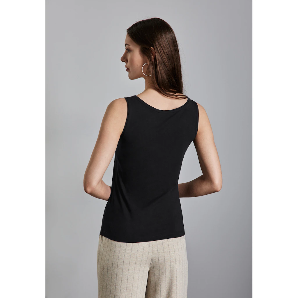 STREET ONE Rundhalsshirt Aus Softem Materialmix