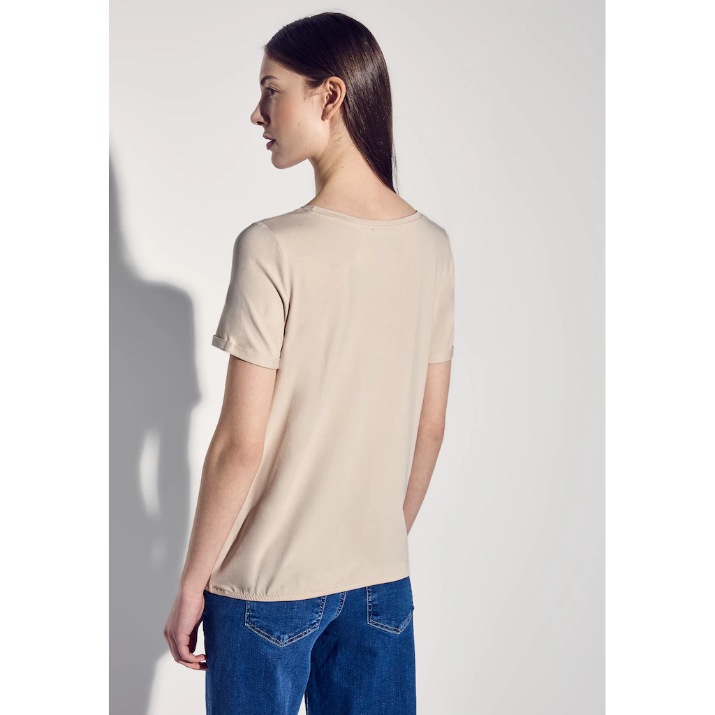 STREET ONE Rundhalsshirt Mit Elastiksaum