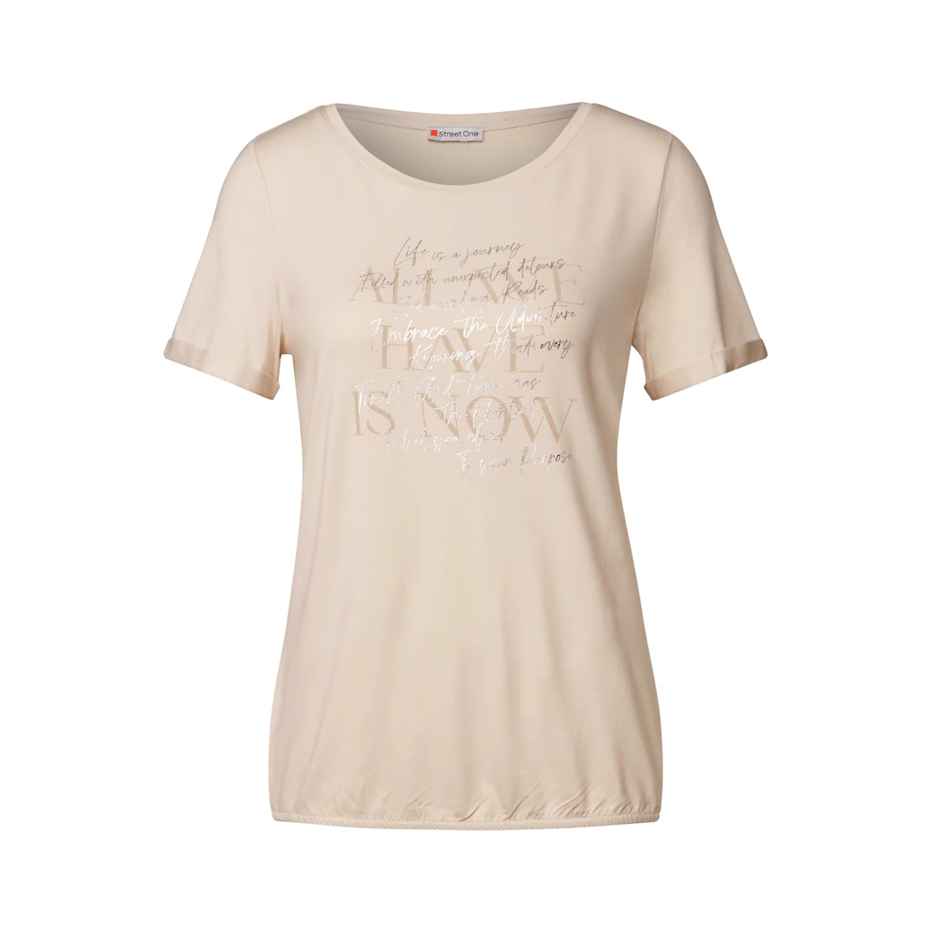 STREET ONE Rundhalsshirt Mit Elastiksaum