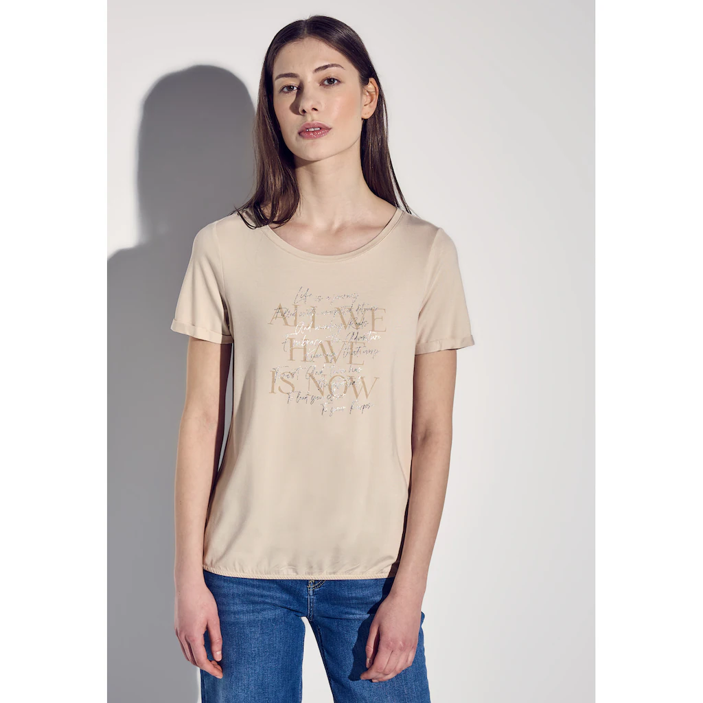 STREET ONE Rundhalsshirt mit Elastiksaum