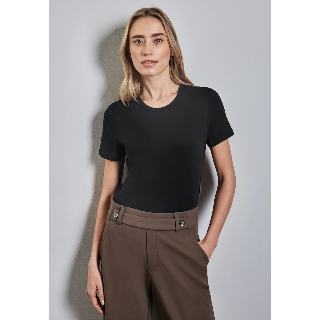 STREET ONE Rundhalsshirt mit Rundhalsausschnitt