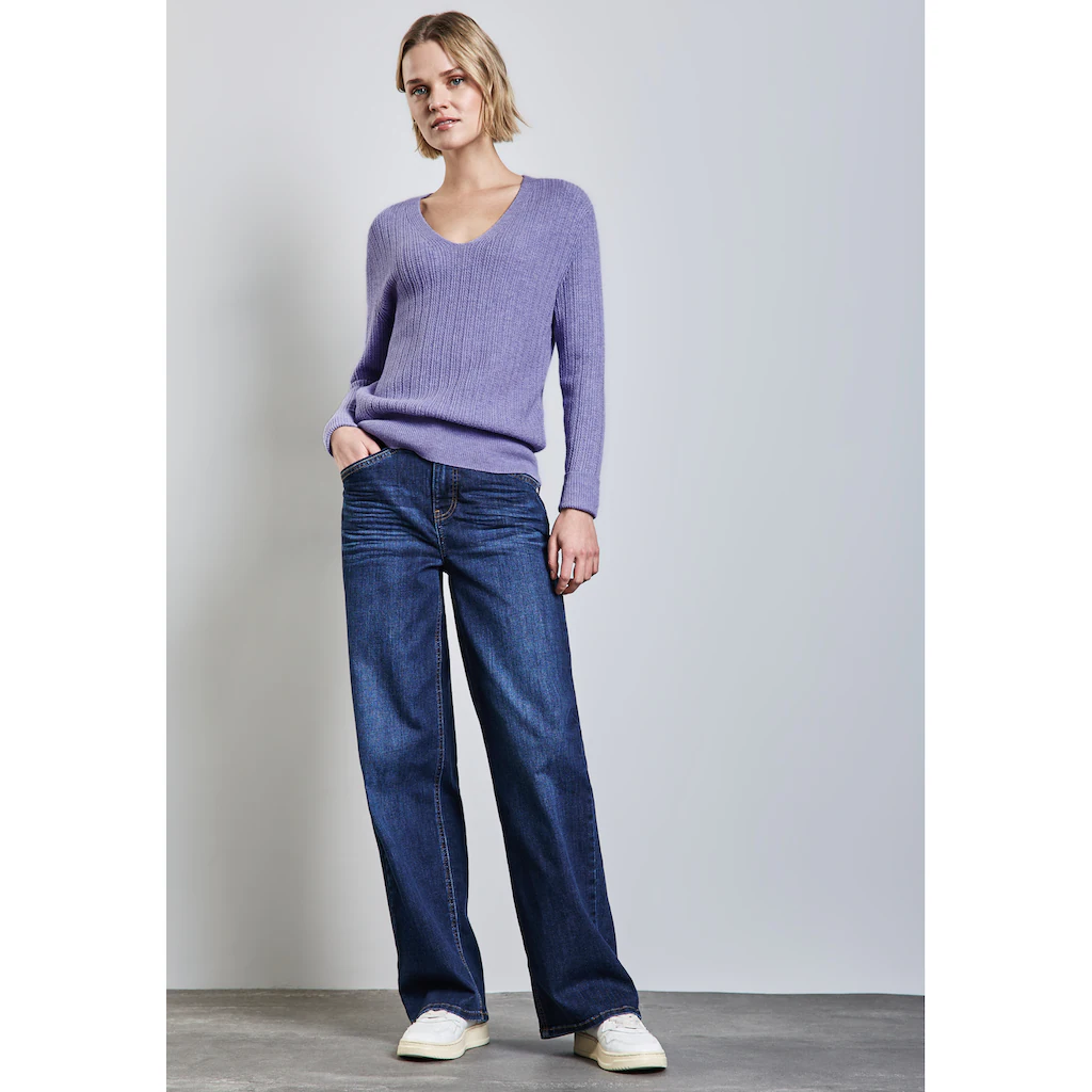 STREET ONE Strickpullover Mit Rippstrick-Struktur