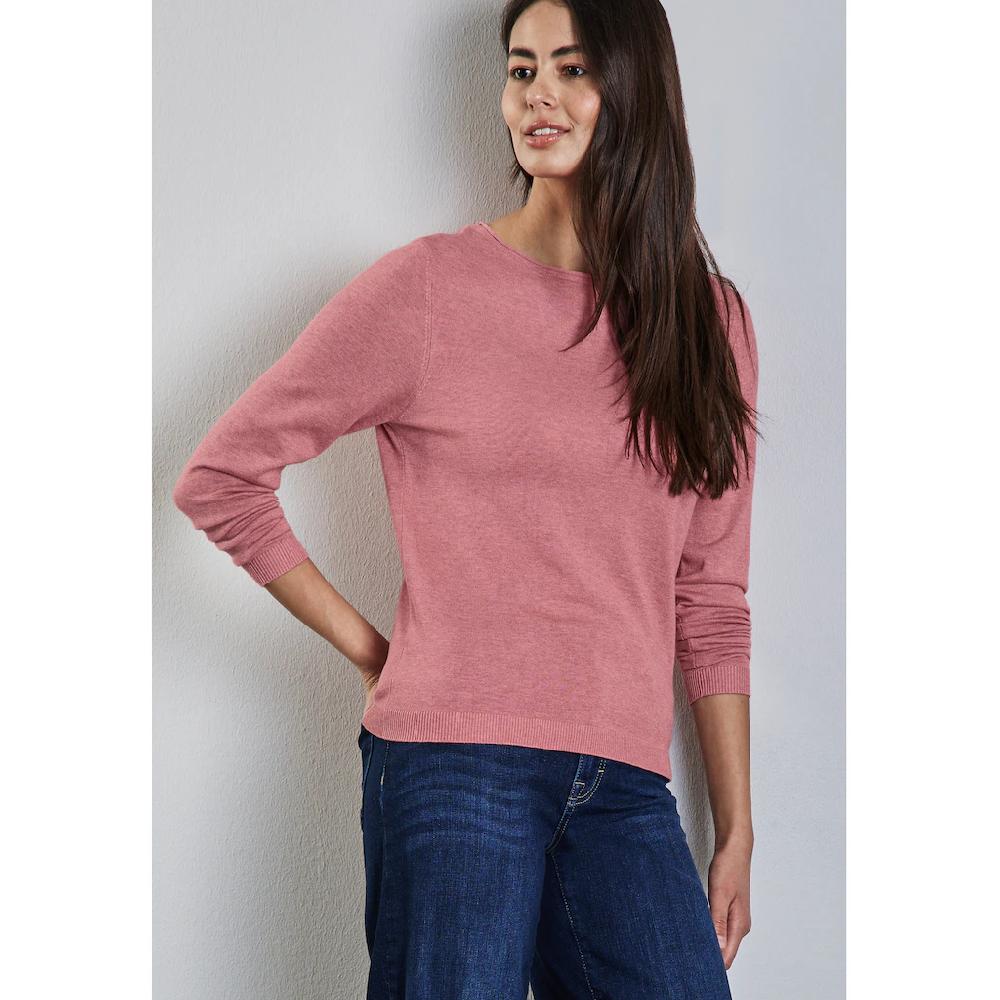 STREET ONE Strickpullover mit Rollsaum am Ausschnitt