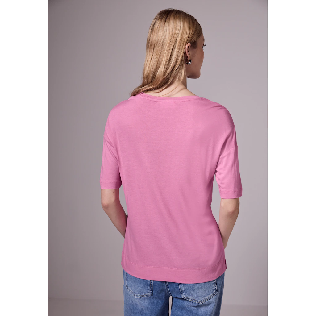 STREET ONE STUDIO T-Shirt Mit Seitlichen Einschlitzen Am Saum