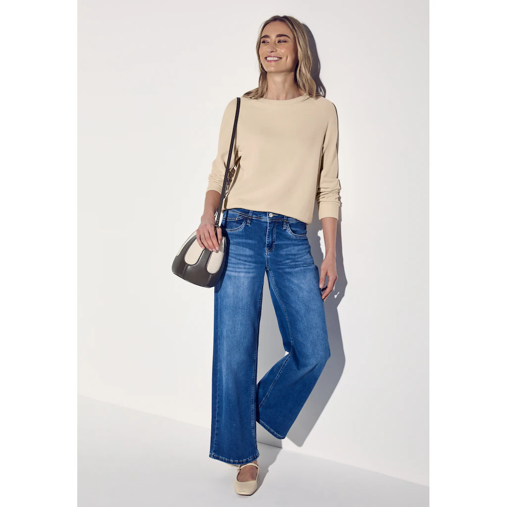 STREET ONE Sweater Mit U-Boot-Ausschnitt Und In Feiner Struktur-Optik