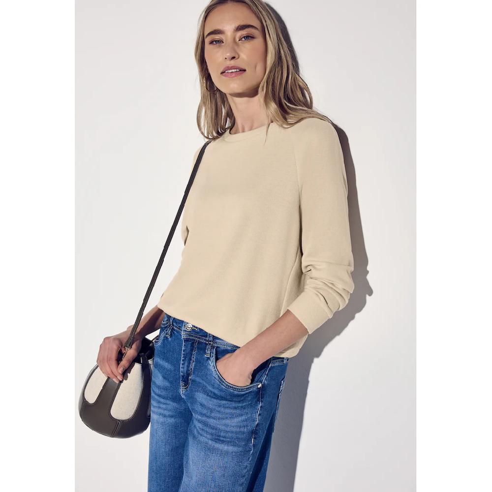 STREET ONE Sweater mit U-Boot-Ausschnitt und in feiner Struktur-Optik