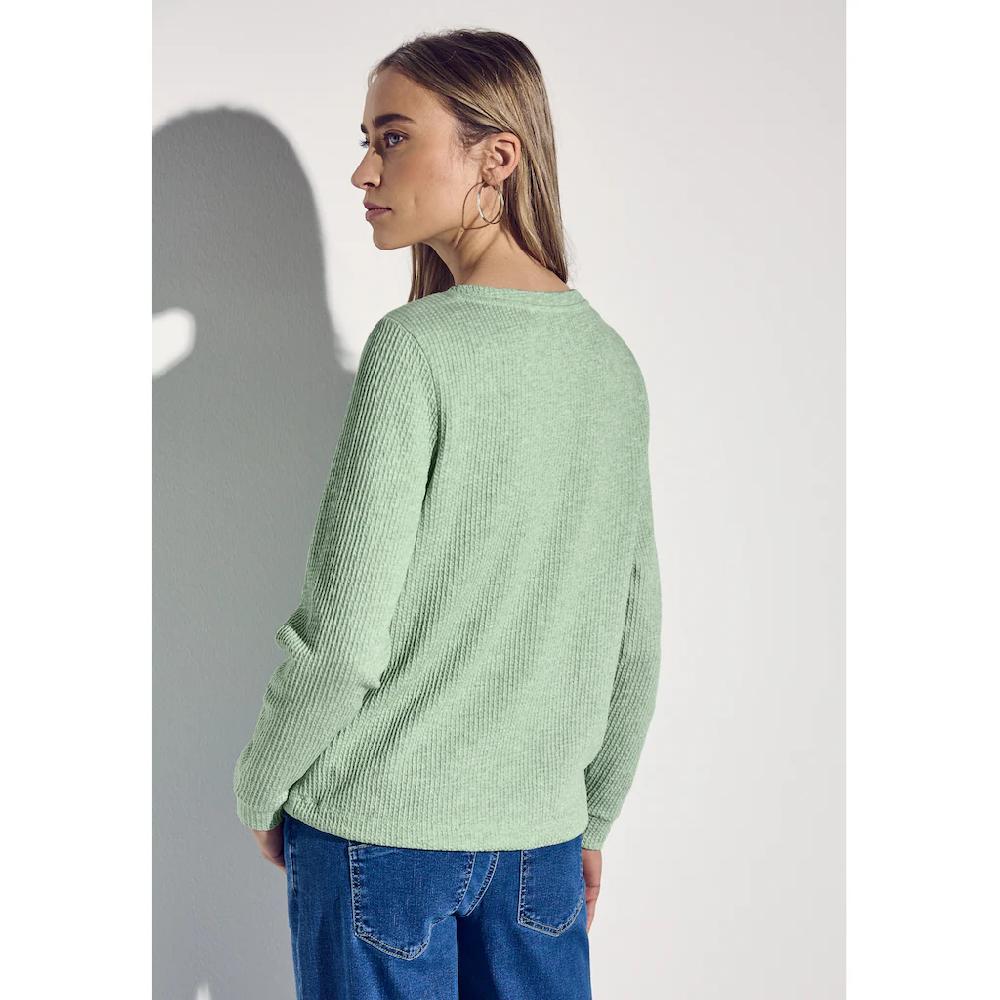 STREET ONE Sweatshirt Struktur-Optik Mit Elastischem Saum Mit Tunnelzug
