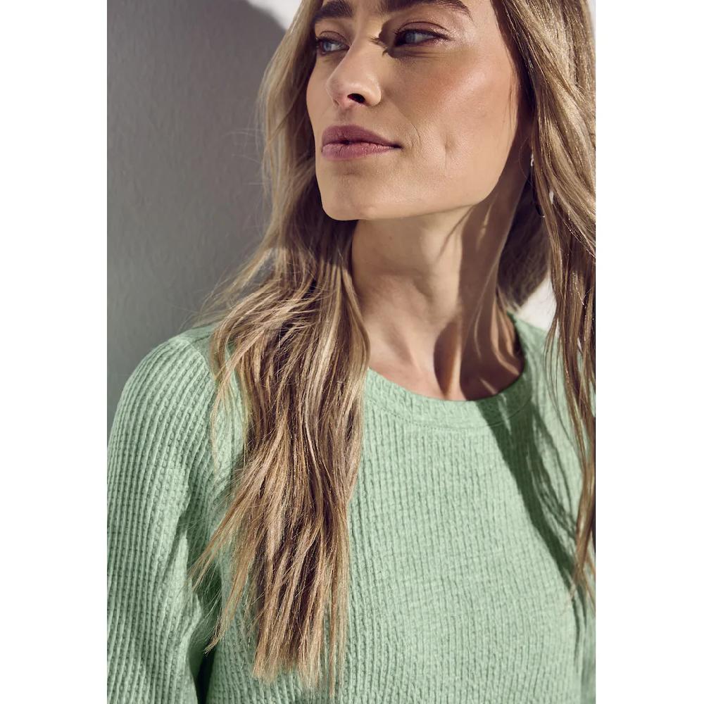 STREET ONE Sweatshirt Struktur-Optik Mit Elastischem Saum Mit Tunnelzug