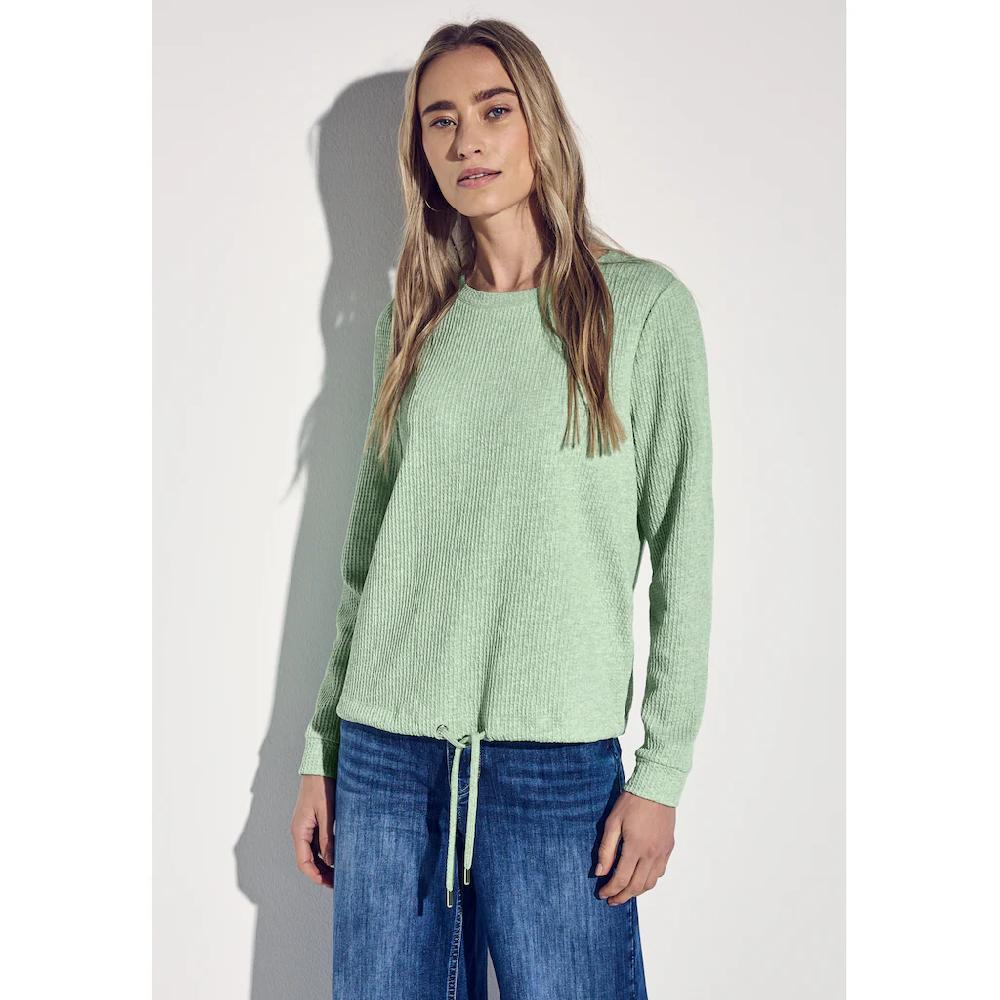 STREET ONE Sweatshirt Struktur-Optik mit elastischem Saum mit Tunnelzug