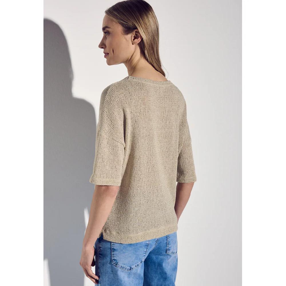 STREET ONE T-Shirt Mit Abgerundetem V-Ausschnitt