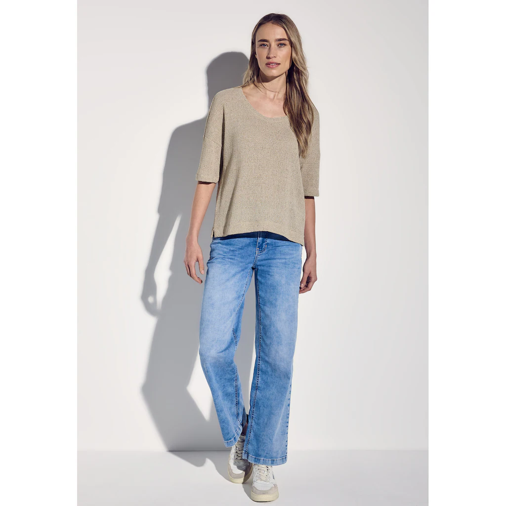 STREET ONE T-Shirt Mit Abgerundetem V-Ausschnitt