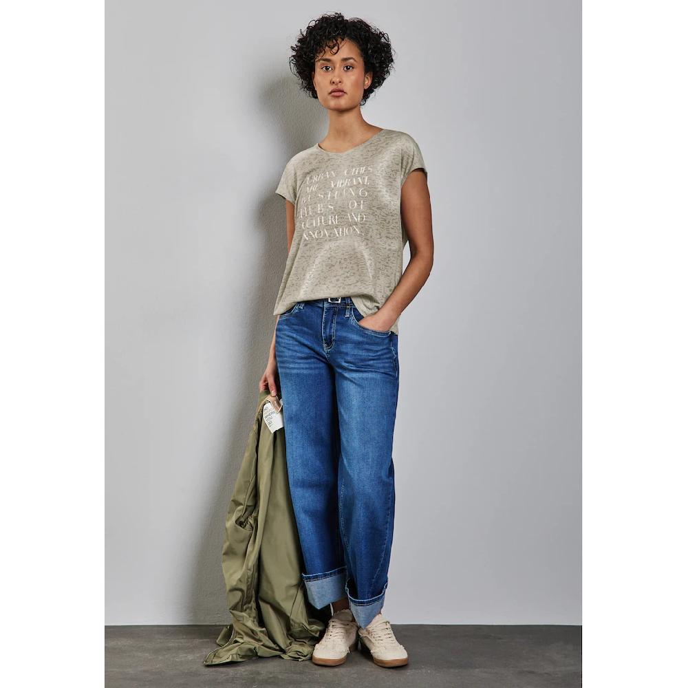 STREET ONE T-Shirt Mit Seitlichen Einschlitzen Am Saum