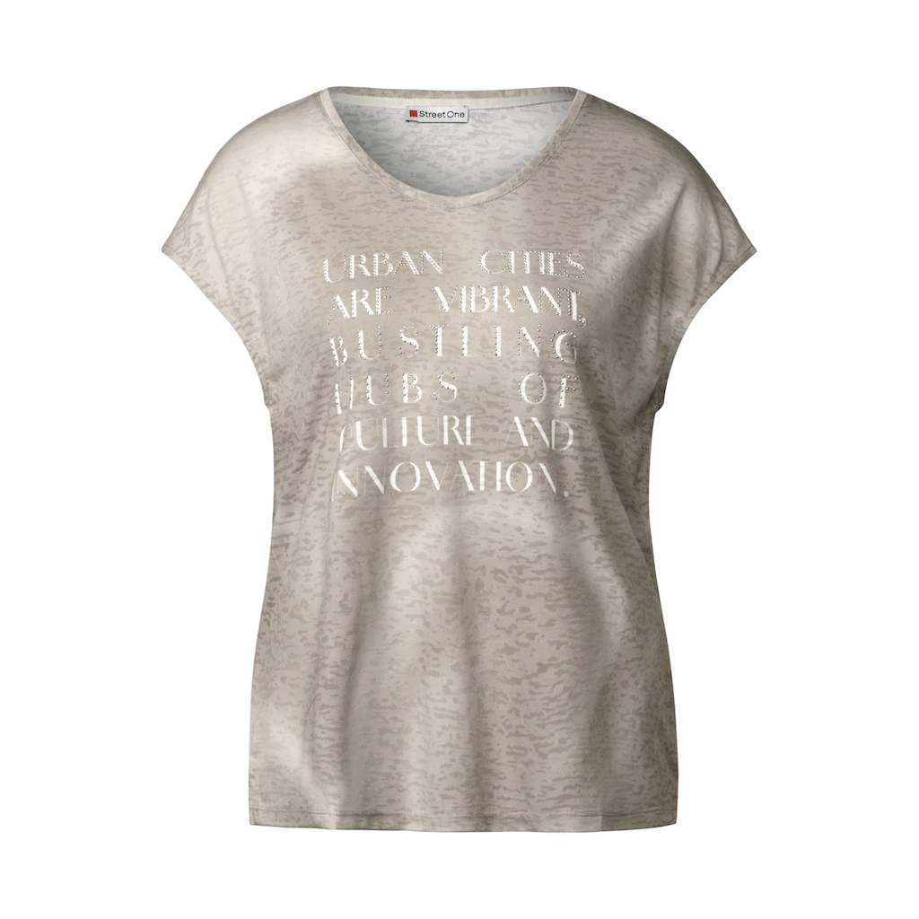 STREET ONE T-Shirt Mit Seitlichen Einschlitzen Am Saum