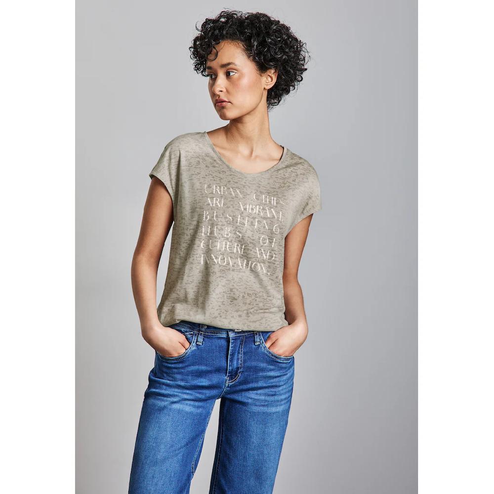 STREET ONE T-Shirt mit Seitlichen Einschlitzen am Saum
