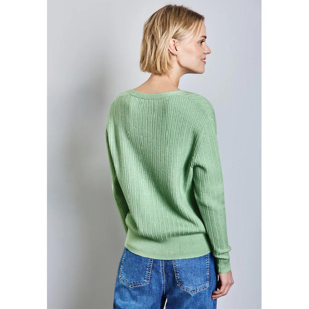 STREET ONE V-Ausschnitt-Pullover Mit Rippstruktur