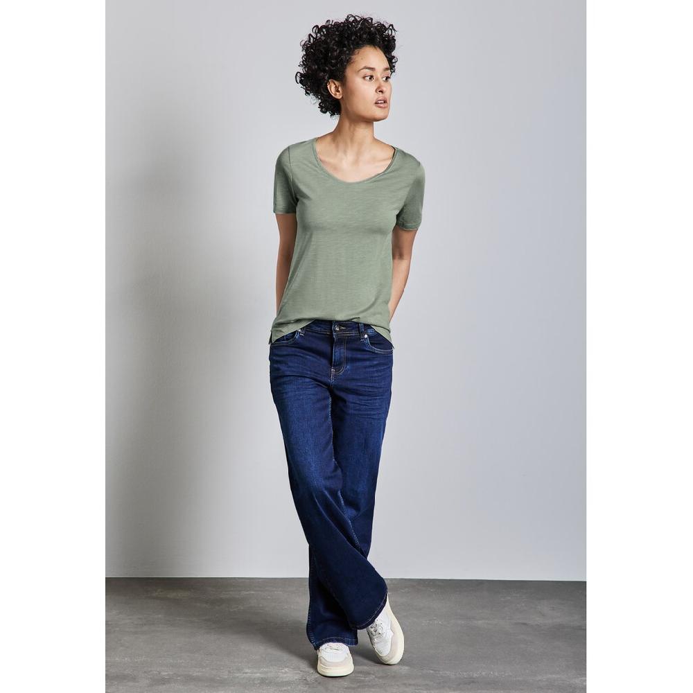 STREET ONE V-Shirt Mit Abgerundetem V-Ausschnitt