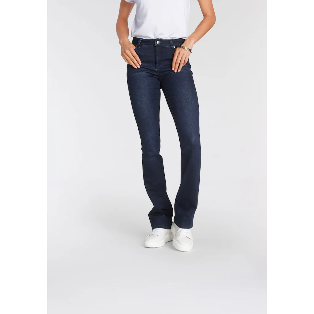 Tamaris Bootcut-Jeans normale Leibhöhe Bootcut mit ausgestelltem Bein