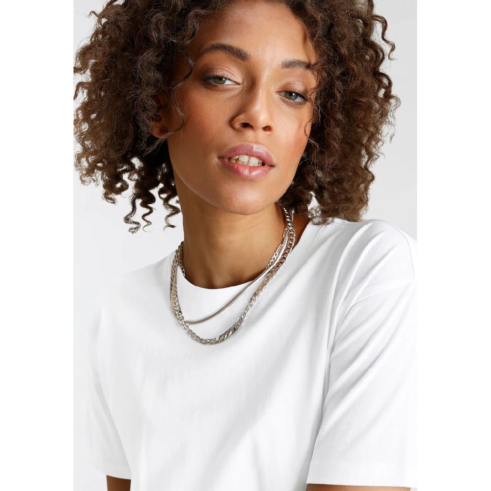 Tamaris Oversize-Shirt Kurzarm Weiter Schnitt Basic-Stil Rundhalsausschnitt