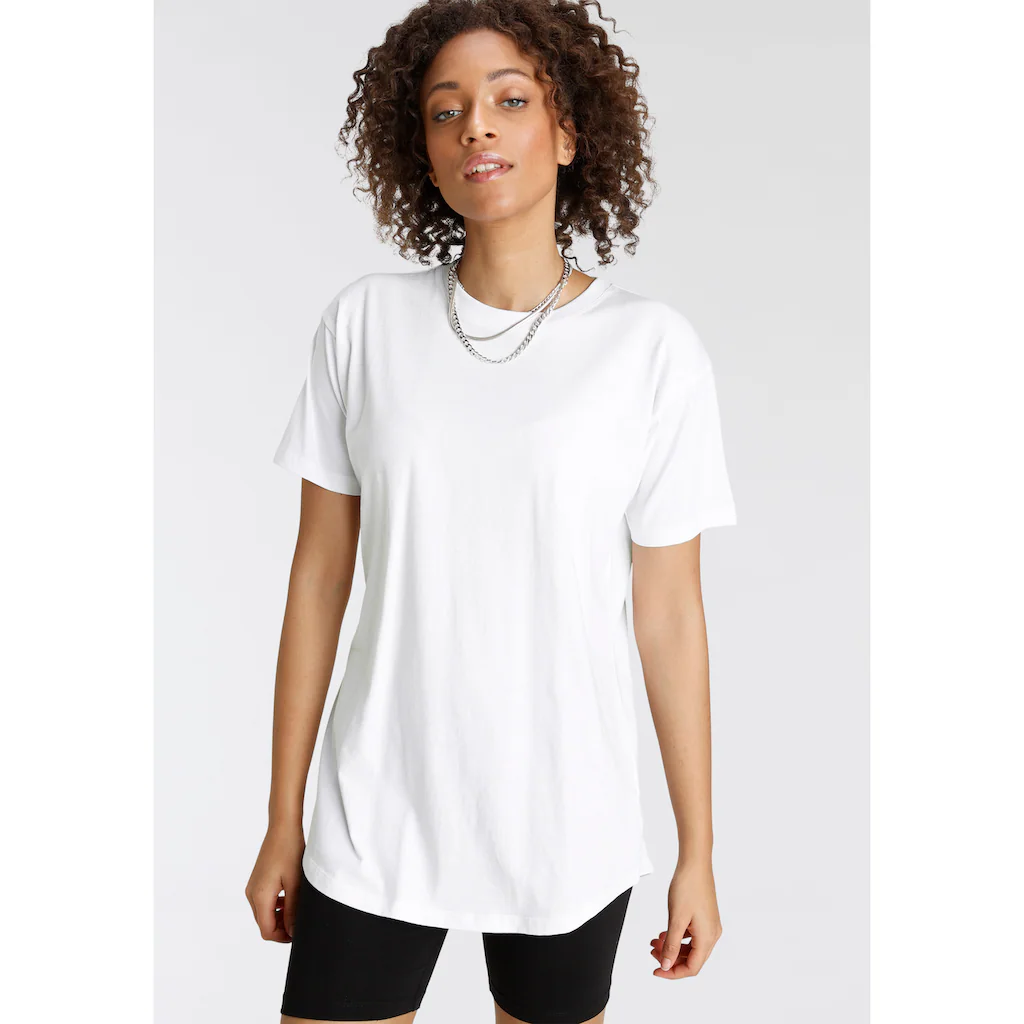 Tamaris Oversize-Shirt Kurzarm weiter Schnitt Basic-Stil Rundhalsausschnitt