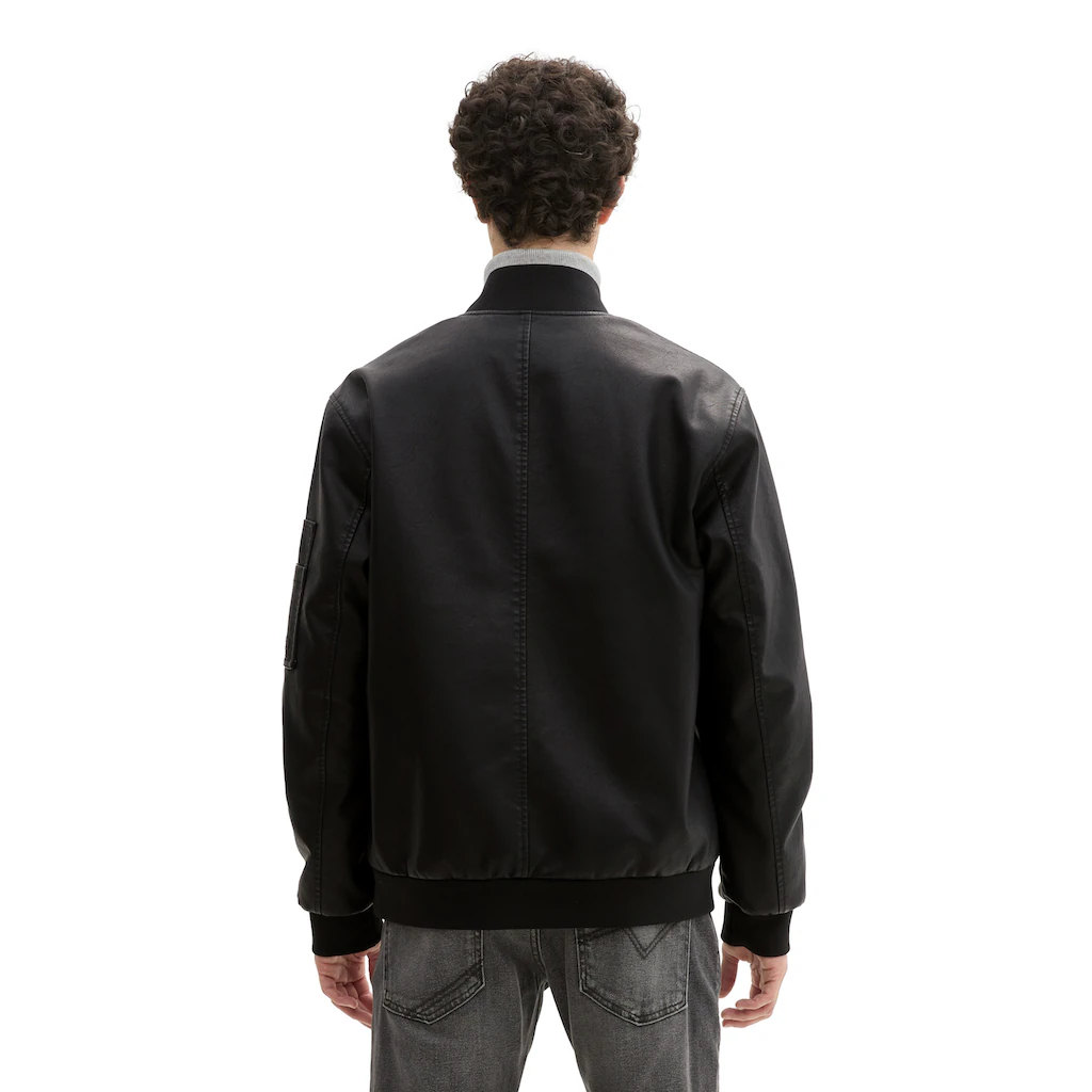 TOM TAILOR Denim Bomberjacke Ohne Kapuze Kunstleder Mit Eingrifftaschen ▷ Kaufen