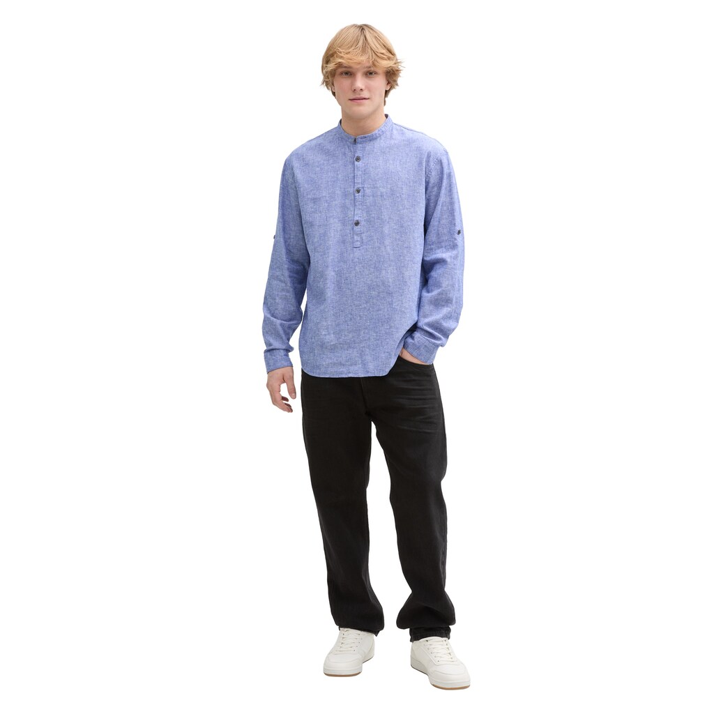 TOM TAILOR Denim Langarmhemd Mit Leinenanteil ▷ Bestellen