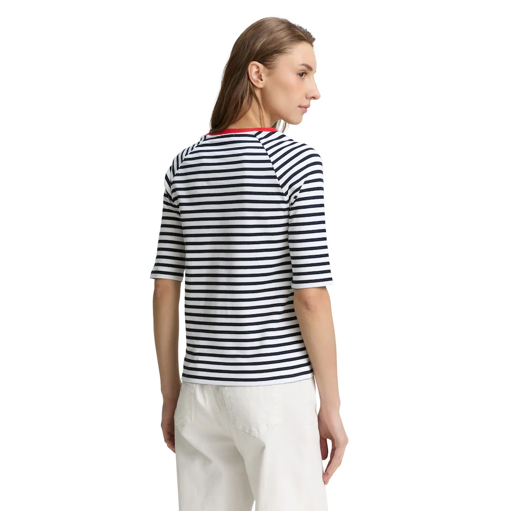 TOM TAILOR Denim Rundhalsshirt Mit Streifen-Muster