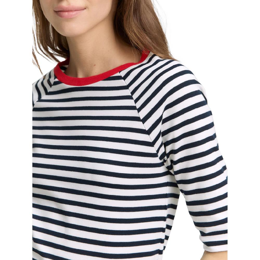 TOM TAILOR Denim Rundhalsshirt Mit Streifen-Muster
