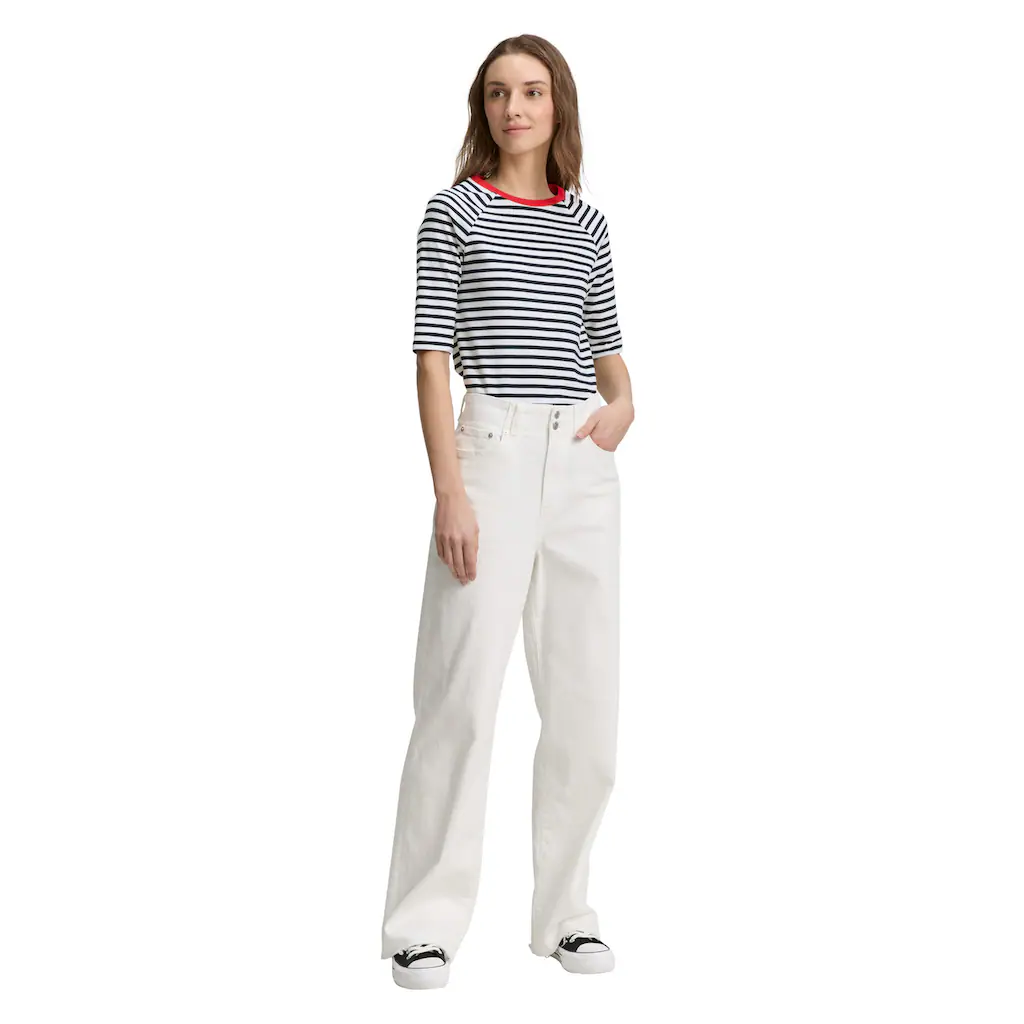 TOM TAILOR Denim Rundhalsshirt Mit Streifen-Muster