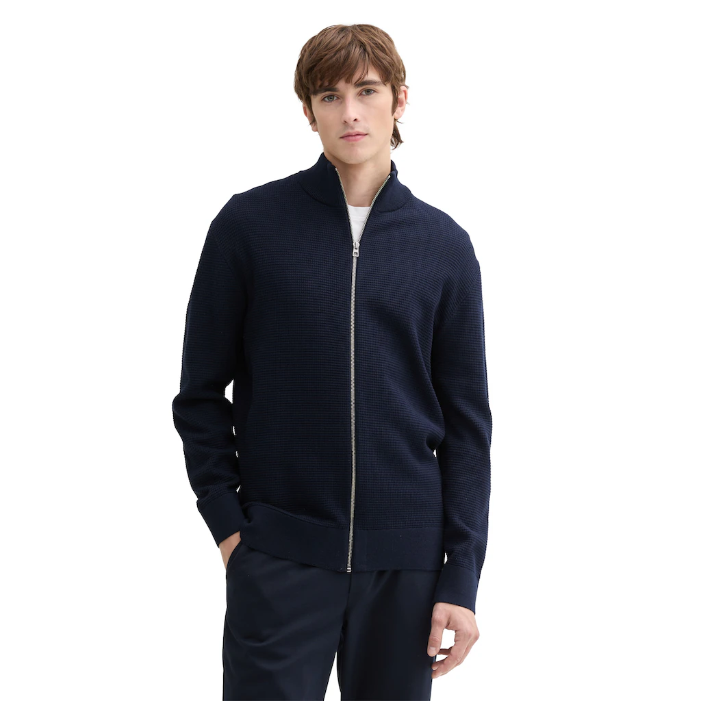 TOM TAILOR Denim Strickjacke mit Stehkragen