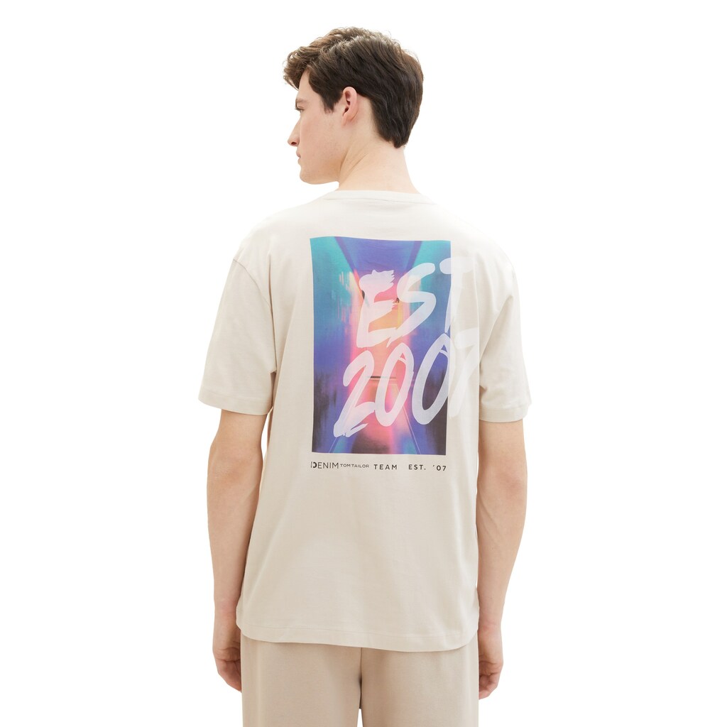 TOM TAILOR Denim T-Shirt Mit Großen Print Auf Dem Rücken ▷ Für