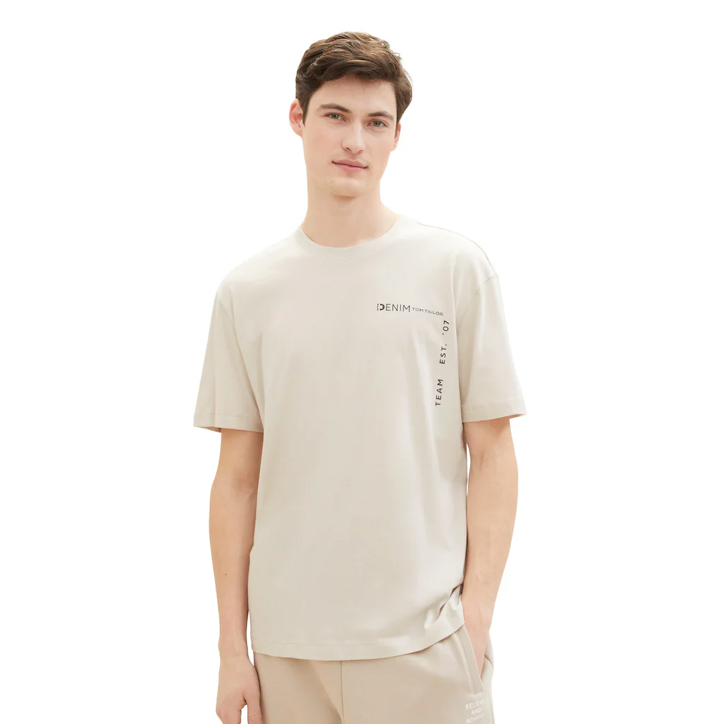 TOM TAILOR Denim T-Shirt mit großen Print auf dem Rücken ▷ für