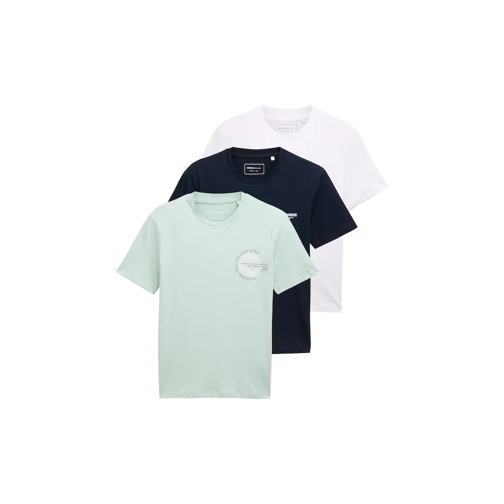 TOM TAILOR Denim T-Shirt (Packung 3 tlg. 3-er) mit großem Druck