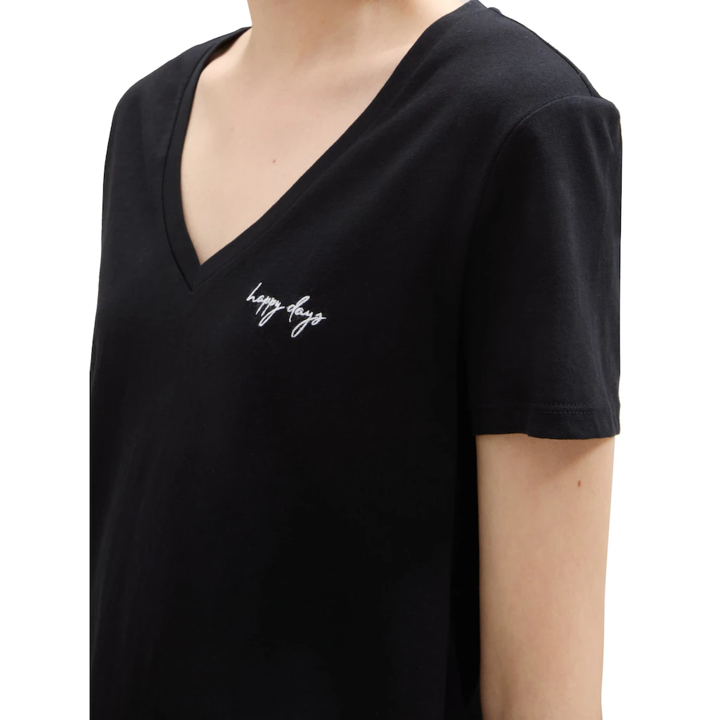 TOM TAILOR Denim V-Shirt (Packung 2 Tlg.) Mit Statement-Prints